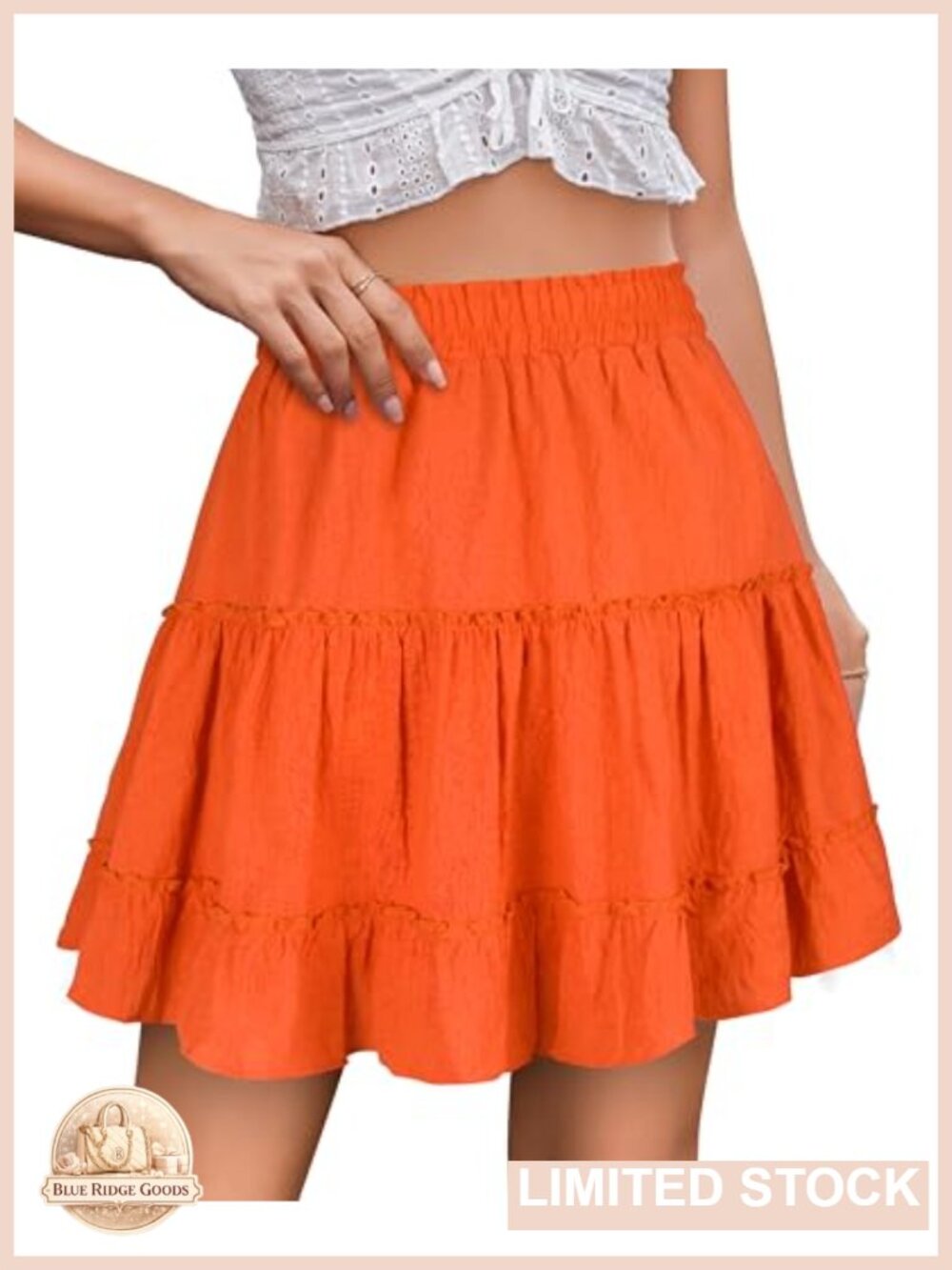 Women's Cotton Blend Ruffle Mini Skirt Flowy A-Line Summer Party Skirt